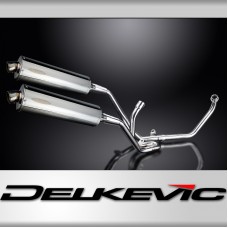 SUZUKI SV650 98-02 FULL 2-2 EXHAUST SYSTEM 450mm STAINLESS OVAL BSAU SILENCERS