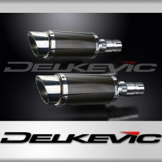 KAWASAKI EN500C 1996-2009 200mm ROUND CARBON  SILENCER EXHAUST KIT