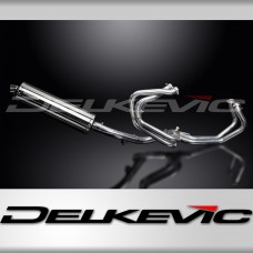 HONDA VFR800Fi 98-01 FULL EXHAUST SYSTEM 450mm STAINLESS OVAL BSAU SILENCER