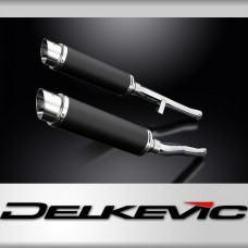Suzuki GSX1400 2001-2004 Delkevic 350mm Round Carbon Exhaust Silencer Can Kit