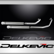 YAMAHA XVS650 DRAGSTAR 97-03 FULL 2-2 EXHAUST 550mm CUSTOM SILENCER SLASH CUT 