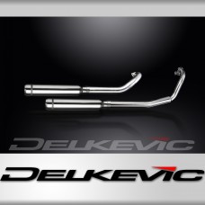 YAMAHA XVS650A DRAGSTAR 04-16 FULL 2-2 EXHAUST 410mm CUSTOM SILENCER BULL NOSE