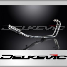 SUZUKI GS500 E/F 1989-2009 FULL 2-1 EXHAUST SYSTEM 200mm CARBON ROUND SILENCER