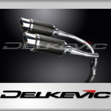HONDA CB900F HORNET 01-09 HI LEV 200mm ROUND CARBON  SILENCER EXHAUST KIT