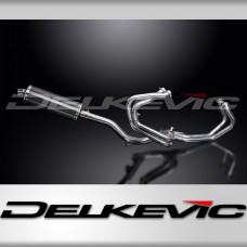 VFR800Fi 1997-2002 / OVAL 350mm (14 inch) CARBON FIBRE HI-LEVEL SILENCER 4-1 COMPLETE SYSTEM