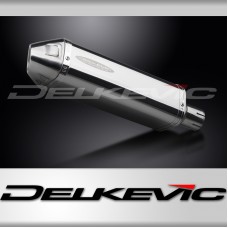 Delkevic Motorcycle 320mm Tri-Oval Stainless Exhaust Silencer End Can with Strap