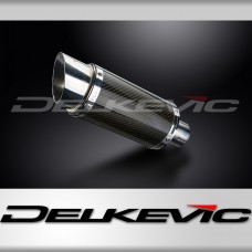 Delkevic Motorcycle 200mm Round Carbon Fibre Exhaust Silencer End Can with Strap