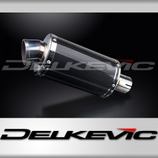 Delkevic Motorcycle 225mm Oval Carbon Fibre Exhaust Silencer End Can with Straps