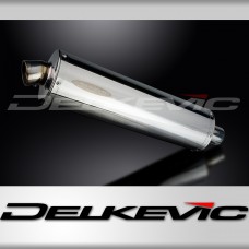 Delkevic Motorcycle 450mm Oval Stainless Exhaust Silencer End Can with Straps