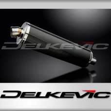 Delkevic Motorcycle 450mm Oval Carbon Exhaust Silencer End Can with Straps