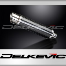 Delkevic Motorcycle 350mm Round Carbon Fibre Exhaust Silencer End Can with Strap