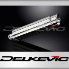 Delkevic Motorcycle 350mm Round Stainless Exhaust Silencer End Can with Strap